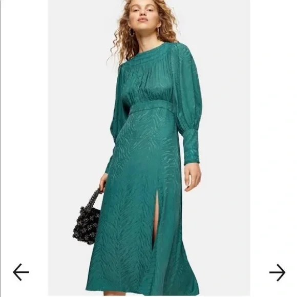 topshop jacquard midi dress topshop green jacquard dress